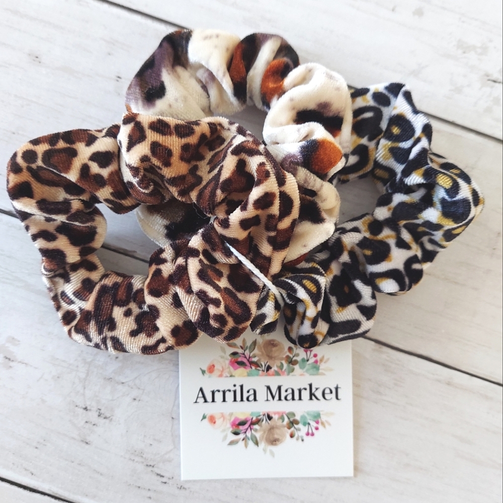 3-Pack Velvet Animal Print Scrunchies